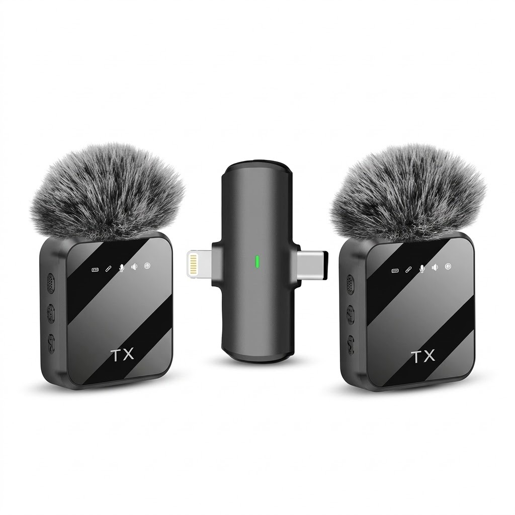 Set Mikrofonësh Wireless F15-2 me 2 Transmetues, USB-C dhe Lightning