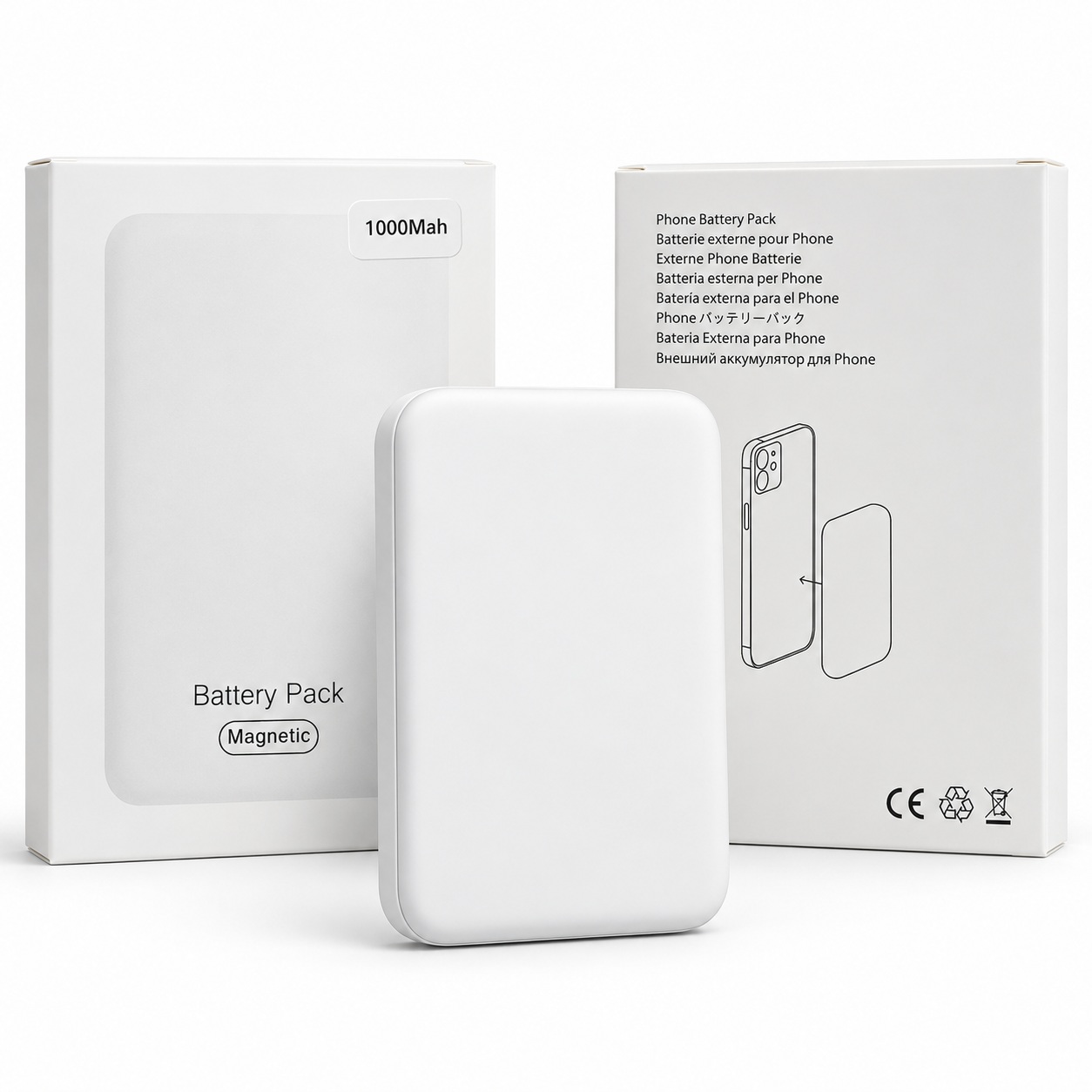 Power Bank Magnetik 10,000 mAh për Telefon – I Bardhë