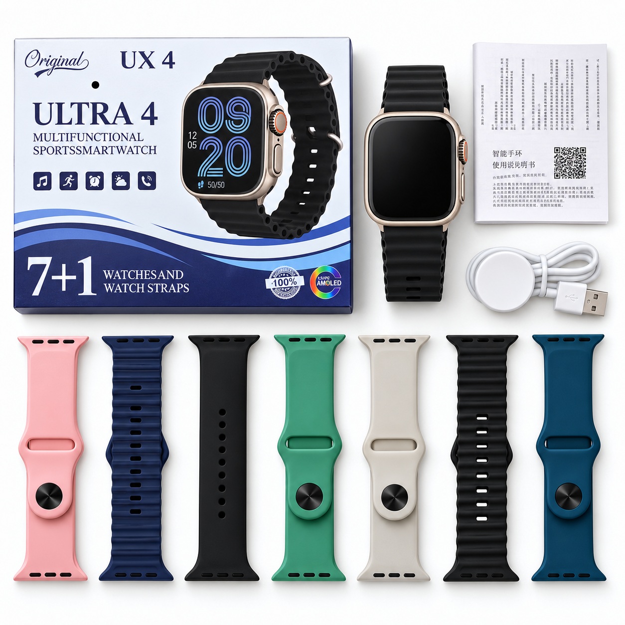 Orë Inteligjente UX4 Ultra me Ekran AMOLED dhe 7 Rripa Shtesë – foto 5